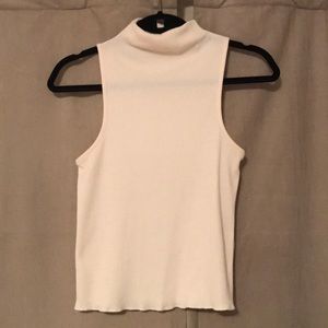 Top Shop cream ribbed sleeveless turtleneck